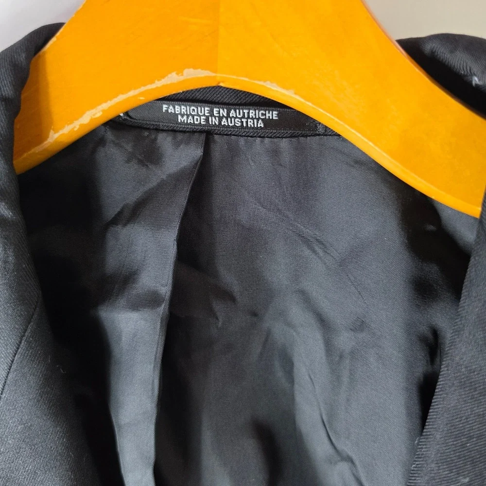 Vtg Baumler Double Breasted Blazer 42R Vitale Barberis Canonico Wool Black Coat
